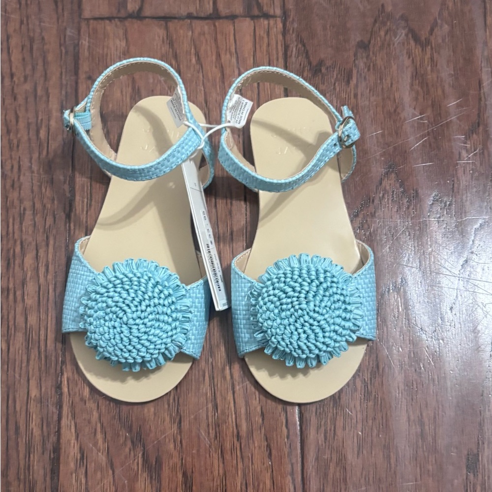Janie and Jack Blue Straw Flower Toddler Girl Sandals